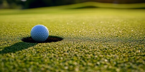 Golf ball in hole on green