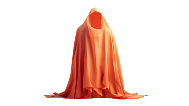 Ethereal Figure in Flowing Orange Robe Mysterious and Enchanting Silhouette Ideal for Fantasy