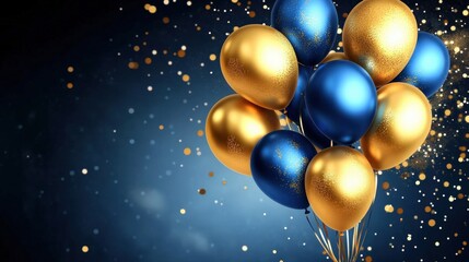Gold and Blue Balloons Festive Celebration