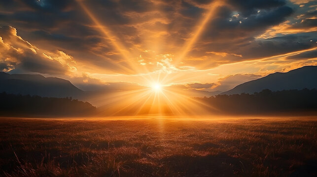 dusk sunrays sun set