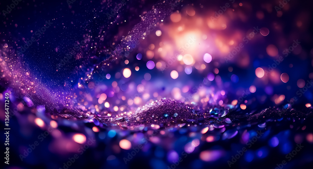 Canvas Prints abstract image of blurred, sparkling lights in purple, blue, and orange creating a dreamy bokeh effe