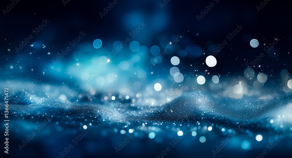 Aufkleber abstract blue background with shimmering light orbs and bokeh effect creates a dreamy and ethereal s