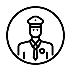 Policeman  avatar outline icon. officer avatar black line illustration.