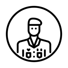 Soldier avatar outline icon. Soldier avatar black line illustration.