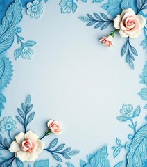 Elegant faded blue floral lace background, vintage texture, elegant, pastel