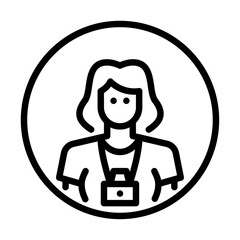 Female photographer avatar outline icon. female avatar black line illustration.
