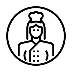 Female chef avatar outline icon. female avatar black line illustration.