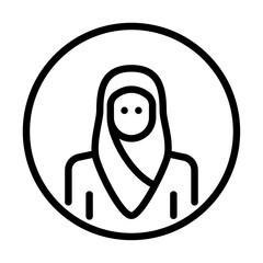 Woman wear hijab avatar outline icon. female avatar black line illustration.