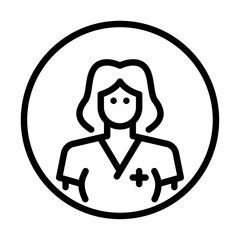 Female nurse avatar outline icon. nurse avatar black line illustration.