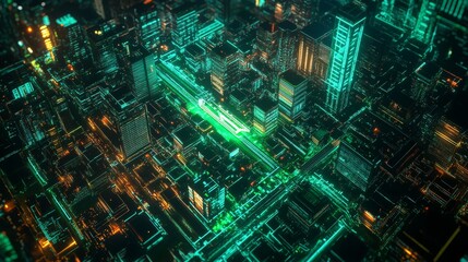 Naklejka premium An AI powered system optimizing energy efficiency by analyzing smart grid usage, AI-assisted power distribution, and real-time carbon footprint reduction for a sustainable future