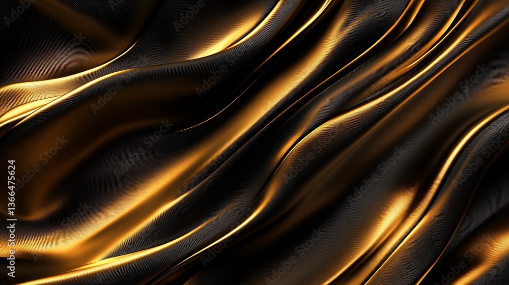 Poster striking abstract: golden waves and dark textures create a visually appealing modern background for 