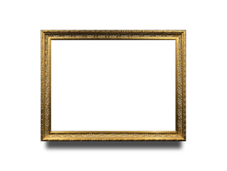 Elegant gold horizontal frame with floral ornament. A luxurious and vintage-inspired rectangular picture frame with intricate details. Perfect for classic decor, artwork, and photography.
