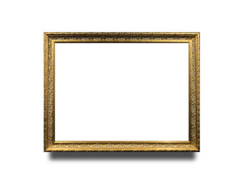 Elegant gold horizontal frame with floral ornament. A luxurious and vintage-inspired rectangular picture frame with intricate details. Perfect for classic decor, artwork, and photography.