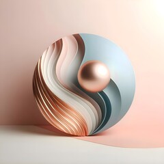 Luxury 3D Abstract Sphere with Flowing Layered Design, Soft Pastel Colors, and Metallic Gold Accents for Modern Aesthetic and Branding.