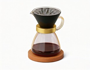 Elegant Glass Pour-Over Coffee Maker with Black and Gold Accents