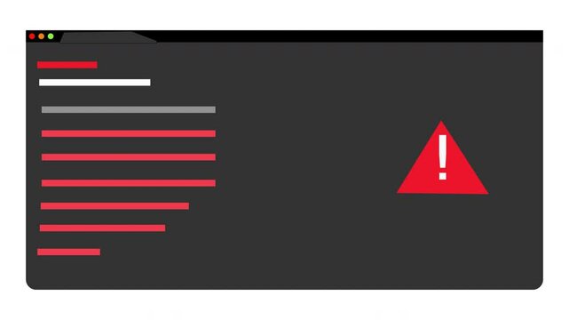 Coding error, Compilation error, abstract technology and code animation, programmer or developer Infographics, Warning or Error Alert with alpha channel.