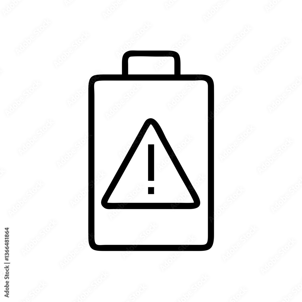 Poster battery low power warning alert signal indicator with bold outline and a white background.