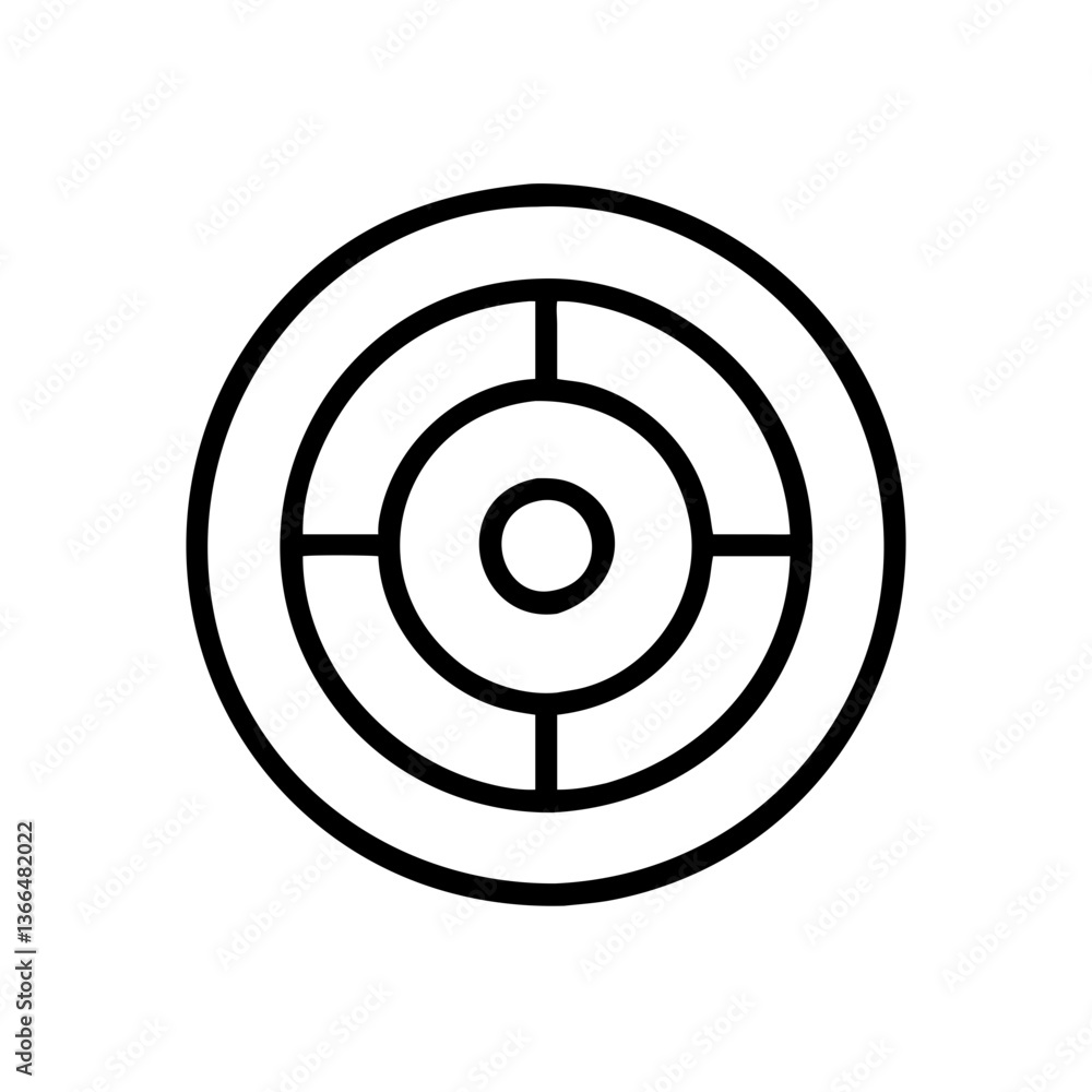 Poster reaching the center: a journey of focus and precision, depicted in bold concentric circles and sharp