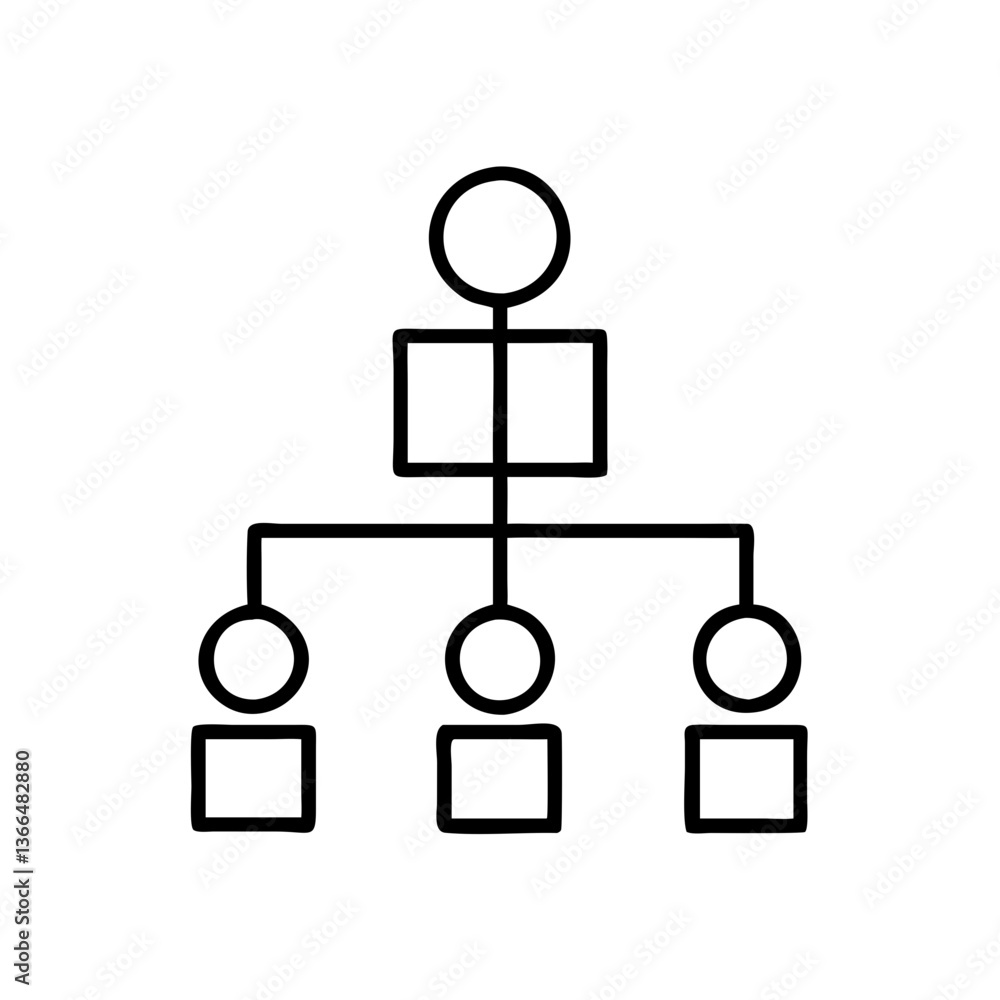 Poster hierarchy structure icon | organization chart | business management | vector line art
