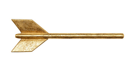 Gold arrow, ancient dart for games, target, and weapon, cut out transparent
