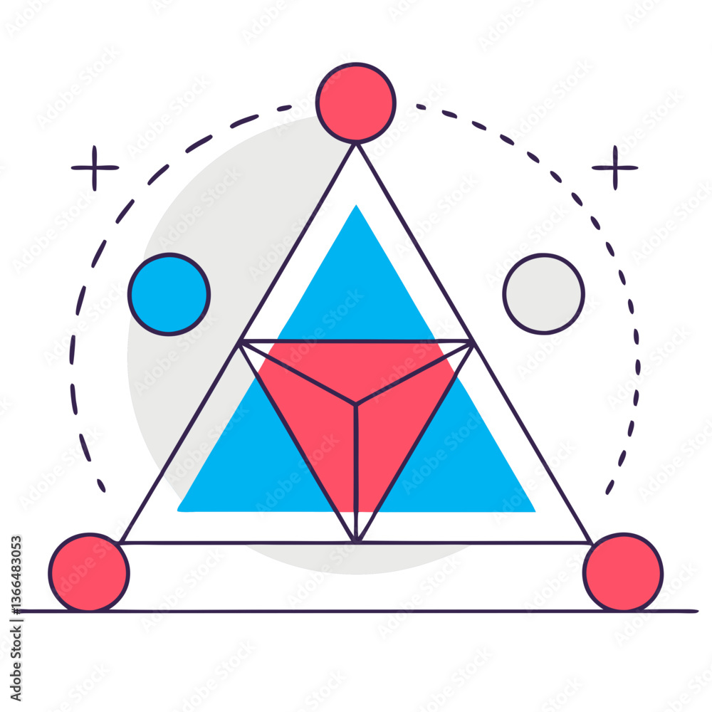 Poster a vibrant geometric interplay of shapes and colors creating a sense of balance and harmony using bol