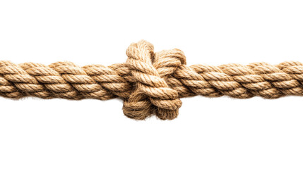 Rope with knot, nautical element, thick cordage, old tied line, cut out transparent