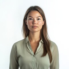 woman looking ahead, eyes focused on the camera

