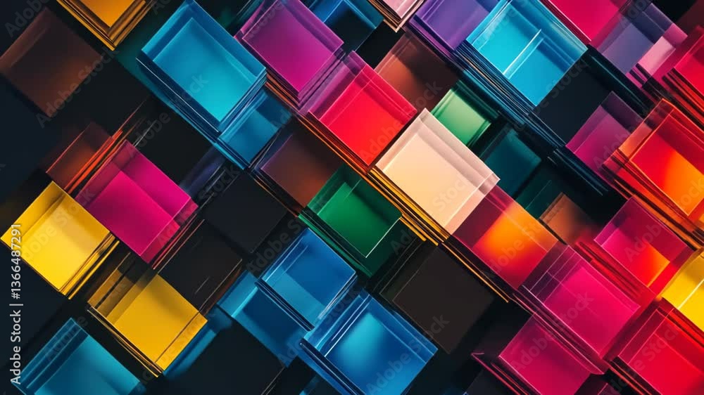 Poster colorful abstract patterns display vibrant geometric shapes in an artistic composition