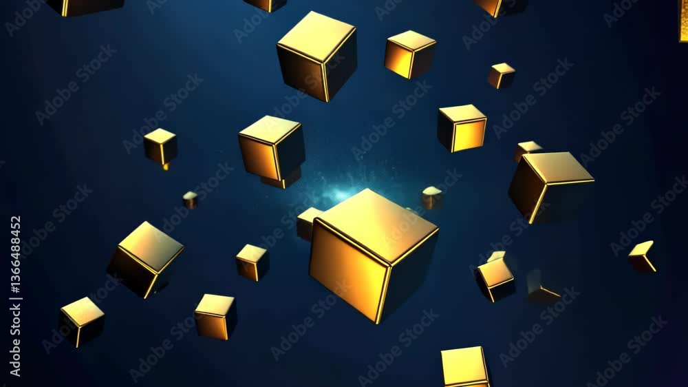 Aufkleber floating golden cubes create an illusion of depth against a dark backdrop
