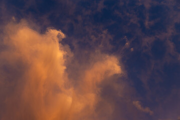 blue sky and colorful orange beautiful clouds
