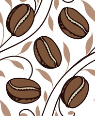 Seamless Coffee Bean Pattern Illustration - Brown and Beige Design