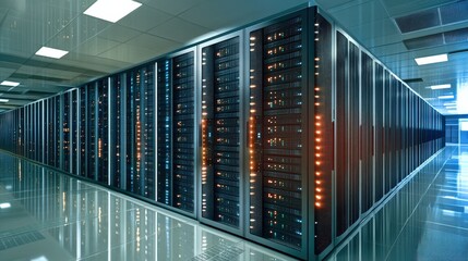 An impressive view of an efficient and organized server system, demonstrating the intricate design and advanced technology powering today's digital economy.