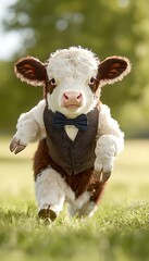 Cute Calf in a Vest, Outdoors