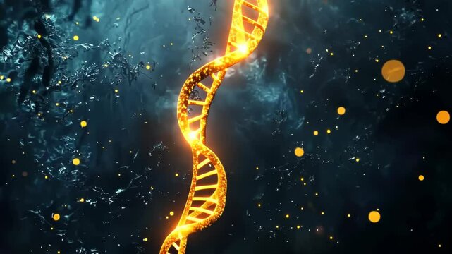 Exploring the wonders of genetic science with a glowing DNA strand animation