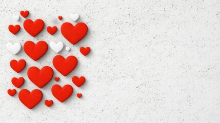 Red and White Hearts on a Textured Background: A Romantic Valentine's Day Design