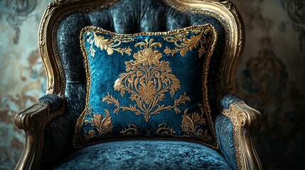 Teal Velvet Chair with Gold Accents
