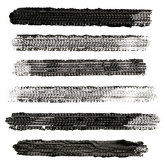 black tire tracks isolated on white background