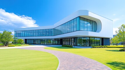Fototapeta premium Modern Architectural Design: Sleek White Office Building