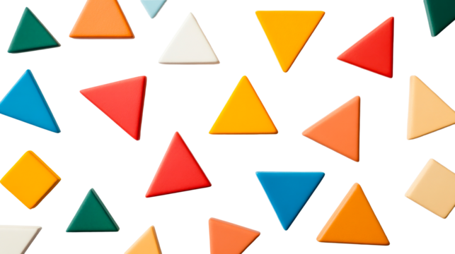 Colorful Geometric Triangles Composition Pattern, cut out transparent