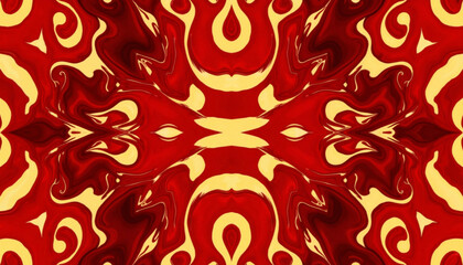 Naklejka premium Abstract red and yellow pattern with fluid shapes and lines, Golden Domes of Church, Day of Slavonic Script and Culture 