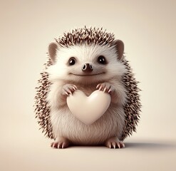 Adorable Hedgehog Holding a Heart