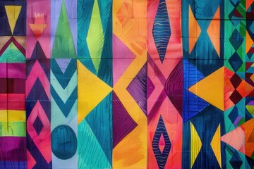 Bold Geometric School Border with Vibrant Gradients for Modern Design Projects