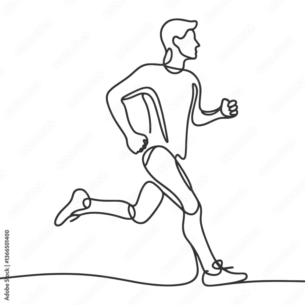 Poster line drawing of a man running in a minimalist style