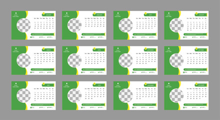 Desk Calendar 2025 template stander size, Monthly calendar template for 2023 year. Wall calendar in a minimalist style. Week Starts on Sunday