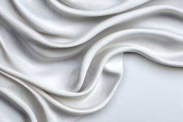 Fototapeta premium Elegant white fabric with soft, flowing waves and subtle texture