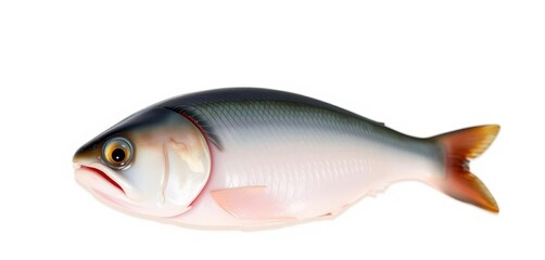 Obraz premium A single fresh tuna fillet, isolated on white, fishing, gourmet, healthy