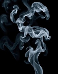 Fototapeta premium ethereal white smoke billows against stark black backdrop, graphic, element