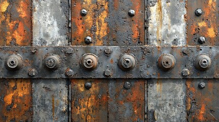Rusted metal panels with rivets