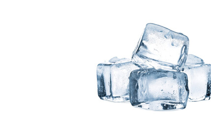 Fresh ice cubes stacked together for drinks, cut out transparent