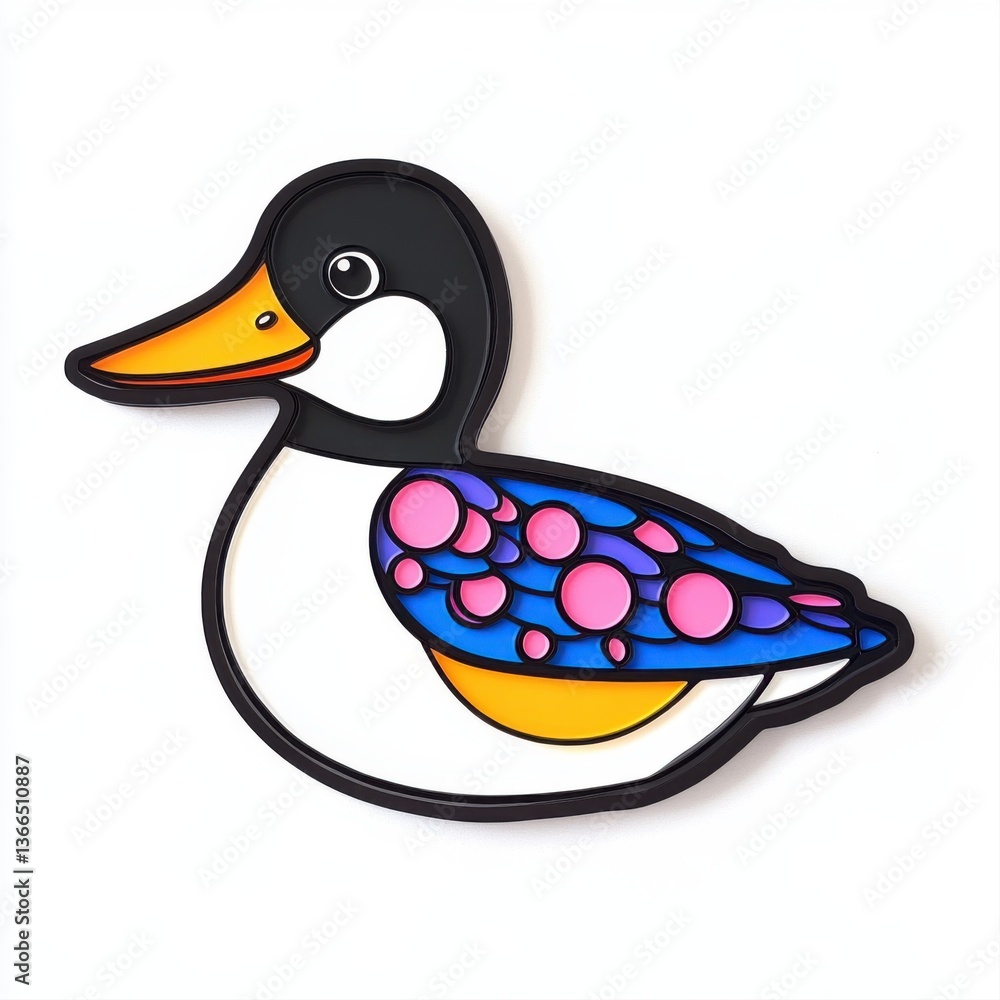 Poster colorful and artistic duck illustration with vibrant patterns and unique design for creative project